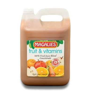 Show details for Juice Magalies Five Fruits Concentrate 100% 1+4 5L Picture of Juice Magalies Five Fruits Concentrate 100% 1+4 5L