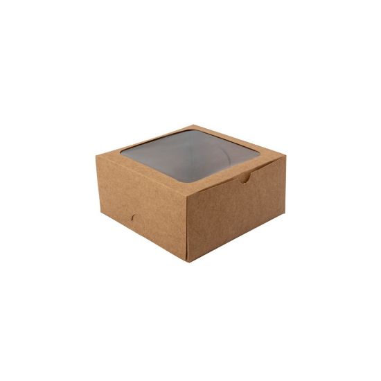 Picture of Cake Box 6 x 6 x 3 Kraft Window (100)