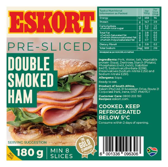 Picture of Smoked Ham Double Sliced Eskort 180g